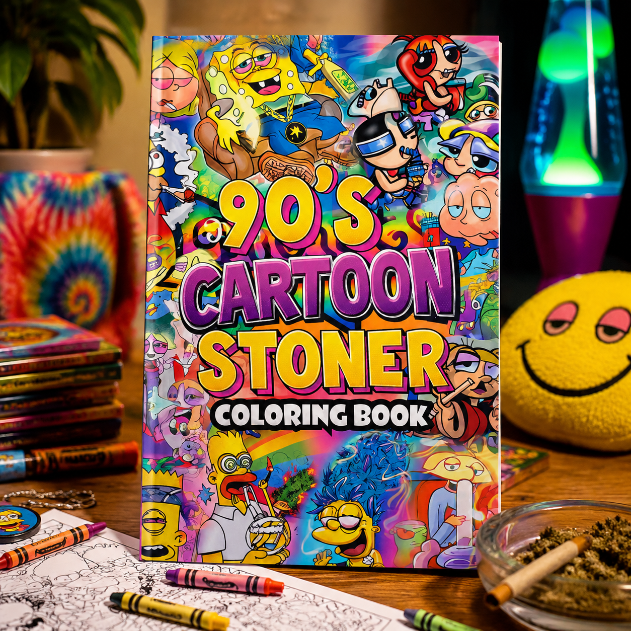When life feels overwhelming, 90’s Cartoon Stoner Coloring Book is here to help you relax and unwind 🎨